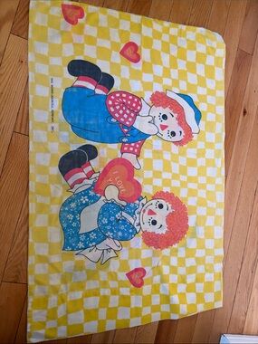 Vintage Raggedy Ann & Andy Pillow case - Yellow Check